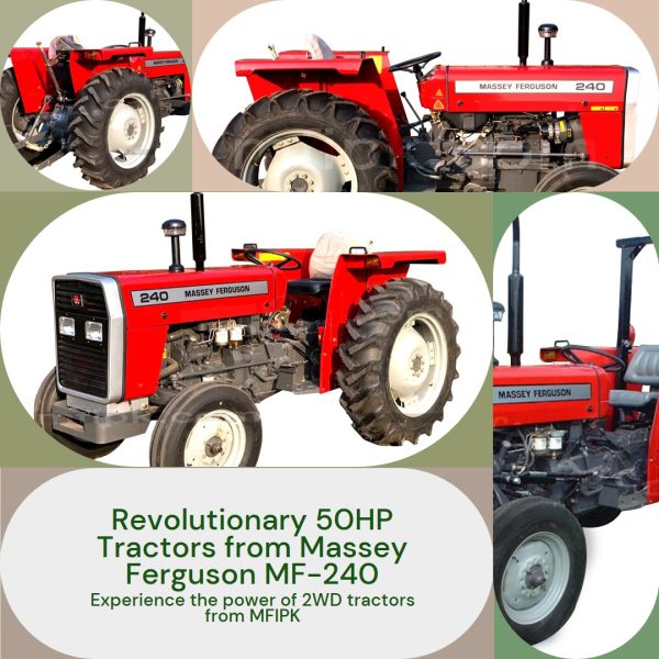A powerful 2WD 50HP tractor, the Massey Ferguson MF-240, showcasing MFIPK's revolutionary design for optimal performance