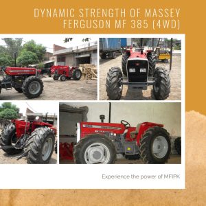 A powerful Massey Ferguson MF 385 (4WD) tractor in action, showcasing its dynamic strength and versatility on the field. #MFIPK #Agriculture