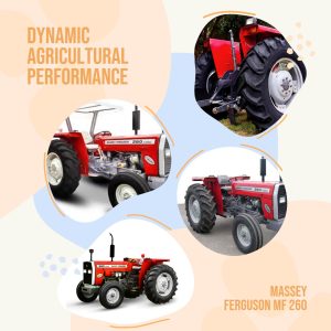 A Massey Ferguson MF 260 tractor in action, showcasing dynamic agricultural performance