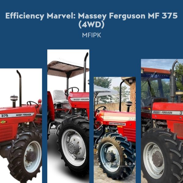 A Massey Ferguson MF 375 (4WD) tractor plowing a field.