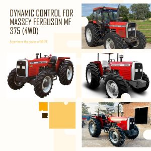 Massey Ferguson MF 375 (4WD) tractor in motion across a field, demonstrating dynamic control.