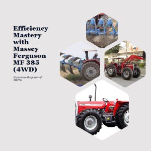 A Massey Ferguson MF 385 (4WD) tractor in action, showcasing efficiency and mastery in agricultural operations.