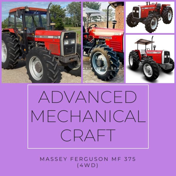 A Massey Ferguson MF 375 (4WD) tractor showcasing advanced mechanical craftsmanship.