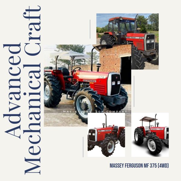 A Massey Ferguson MF 375 (4WD) tractor showcasing advanced mechanical craftsmanship.