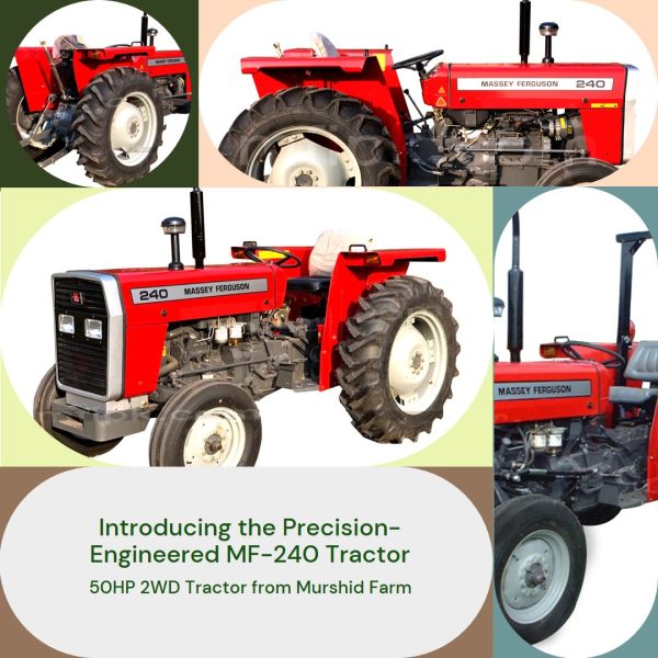 A close-up of the MF-240, Murshid Farm's Precision-engineered 2WD 50HP Tractor, showcasing its advanced design and functionality