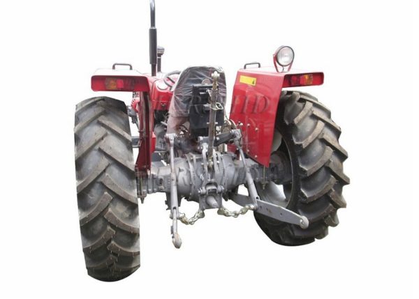 Massey Ferguson Tractor MF-360 seen from the rear, highlighting its sleek and powerful design.