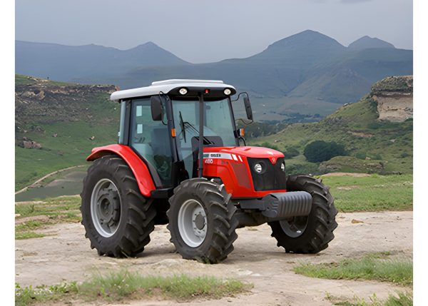 Massey Ferguson Tractor MF 455 XTRA full view with cabin, showcasing a modern agricultural vehicle.