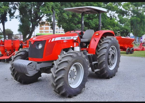 Massey Ferguson Tractor MF 455 XTRA in full view from the left front side.