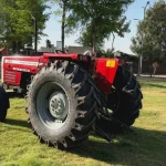 Full rear tyres view of MF 385 2WD 85 HP tractor showing heavy-duty back tyres and rear structure
