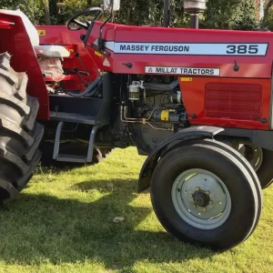 MF 385 2WD 85 HP tractor showing new heavy-duty front tyres with strong front mudguards