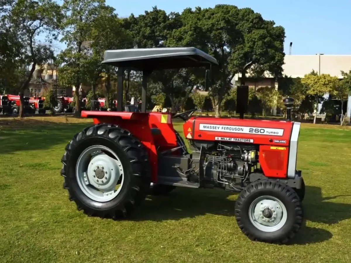 Millat Massey Ferguson MF 260 2WD 60 HP Deluxe 2026 tractor standing in garden side view
