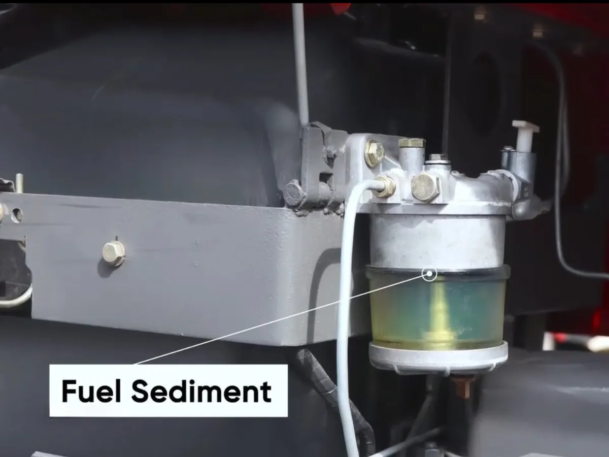 Close-up view of fuel sediment filter on Millat Massey Ferguson MF 260 Deluxe 2WD 60HP tractor engine