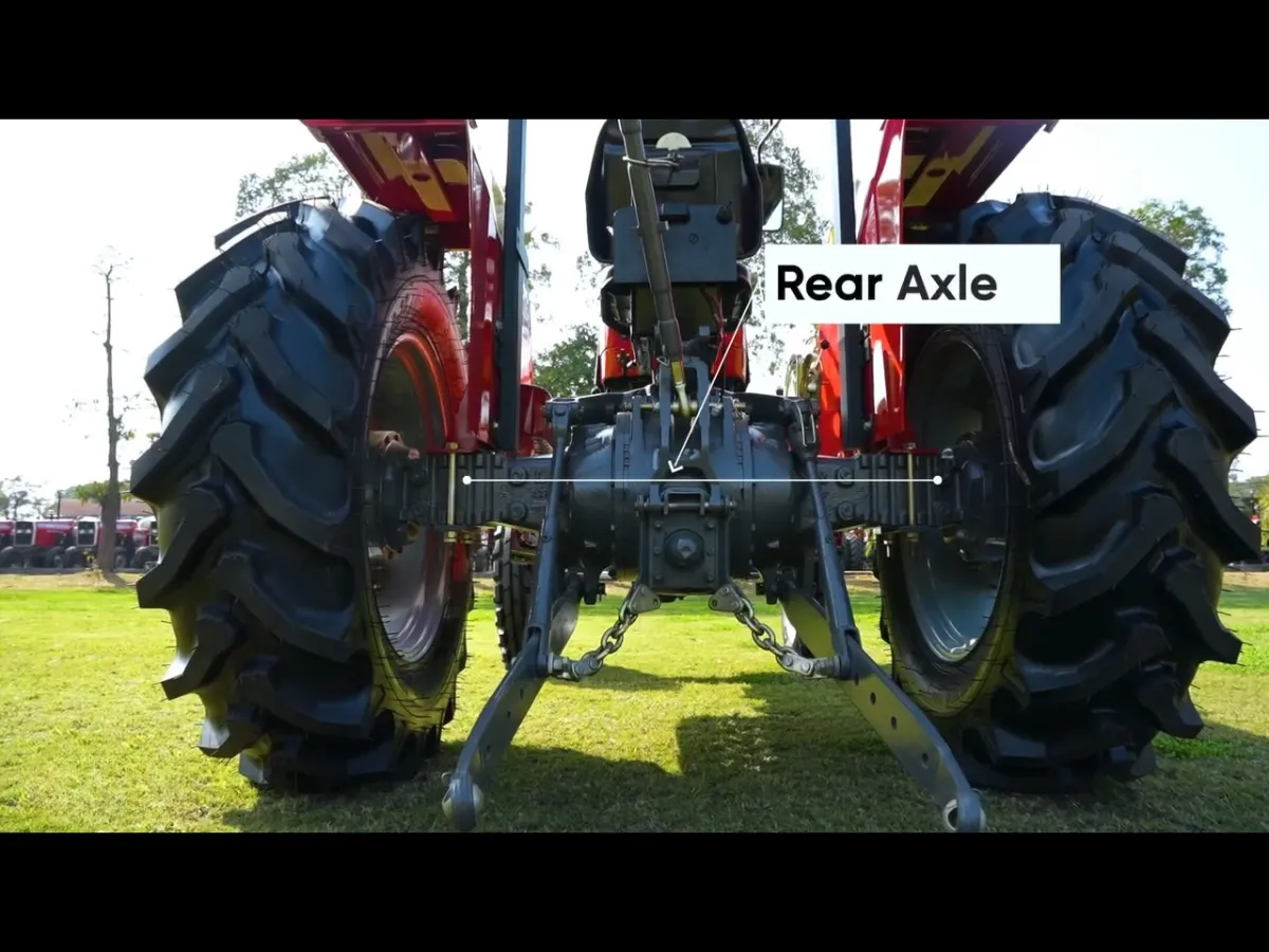 Rear axle assembly of Millat Massey Ferguson MF 260 Deluxe 2WD 60HP tractor with rear tyres and linkage