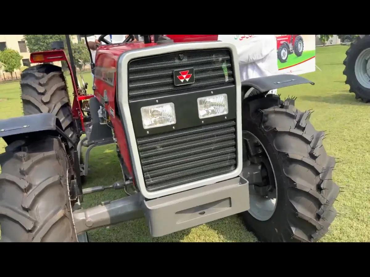 Millat Massey Ferguson MF 385 4WD 85 HP 2026 model front grille with dual headlights and heavy-duty front axle