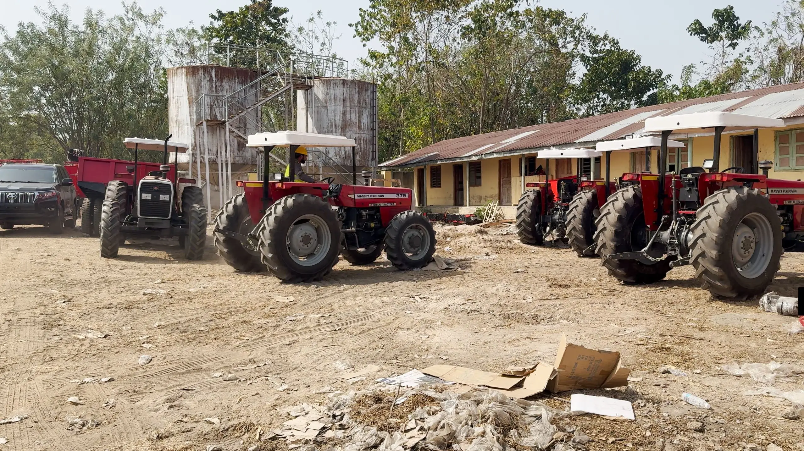 Brand New Massey Ferguson MF 375 4WD 75 HP tractor with Disc Plough Attachment for Cultivation