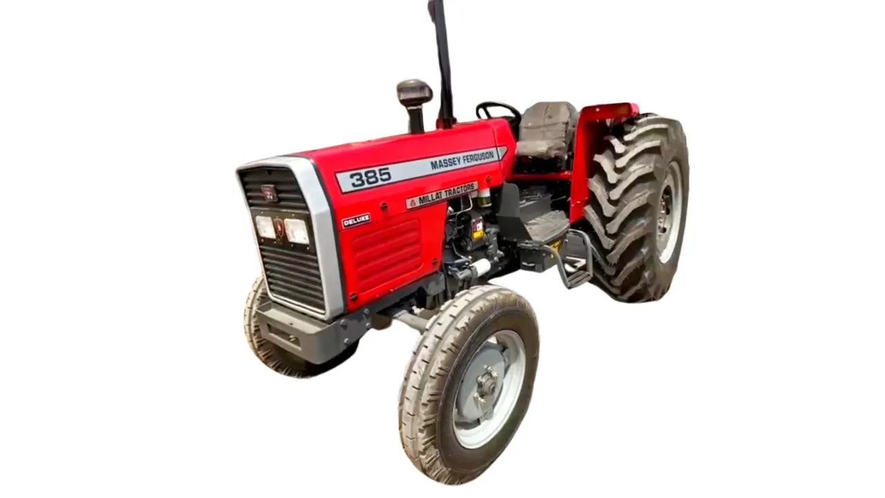 MF 385 Deluxe 2WD 85 HP tractor with heavy-duty tyres, rear wheel weights and sun canopy