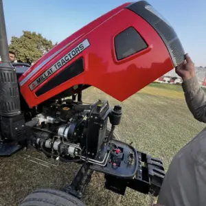 Millat MT 34-4 30HP tractor engine view with bonnet open showing diesel engine components