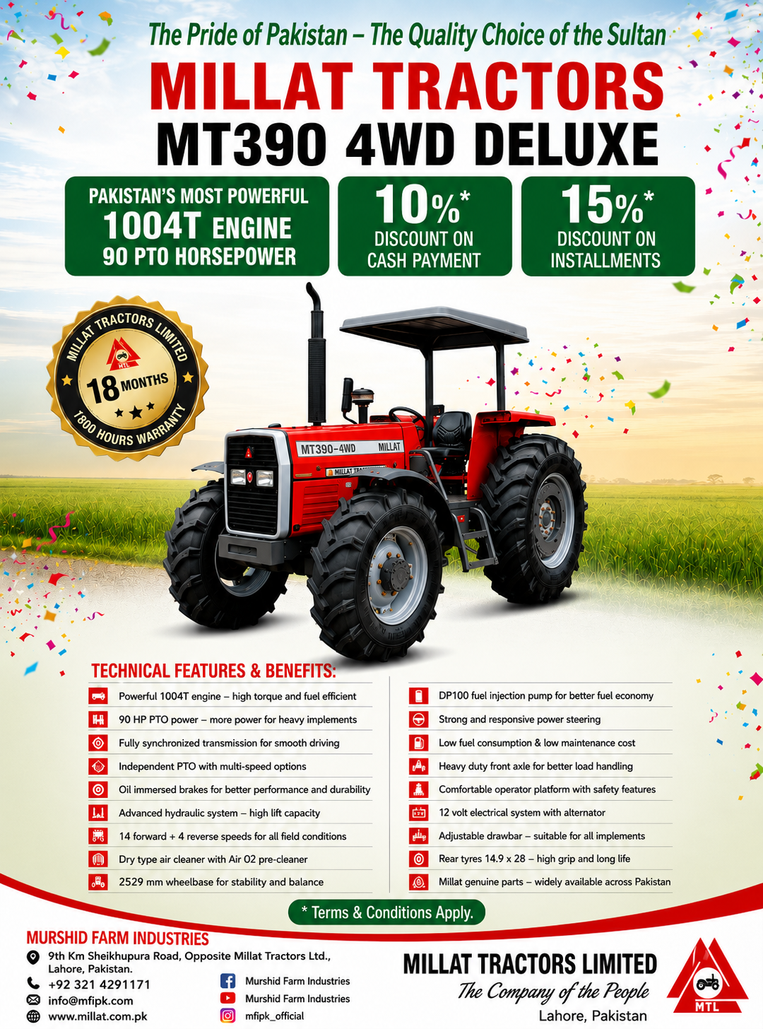 Millat MT390 2WD Deluxe vs MT390 4WD Deluxe tractor comparison
